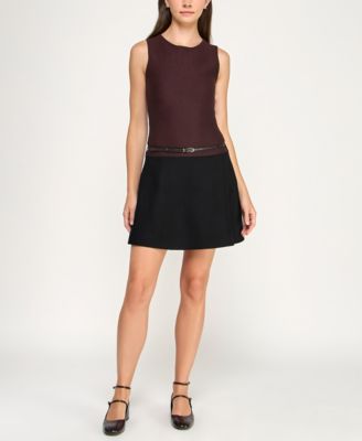 INVITEE Womens Sleeveless Crew Neck F BlackBrown M