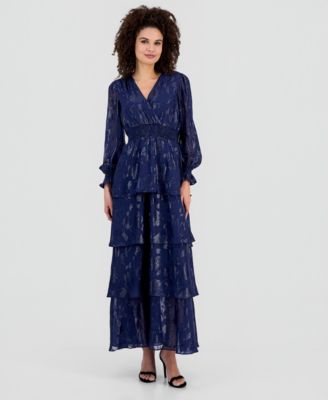 Anne Klein Womens Smocked-Trim Tiered Ma DISTANT MOUNTAIN DL6 6