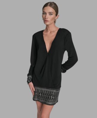 BCBG Womens Hotfix Drop-Waist Shea BLACK 12