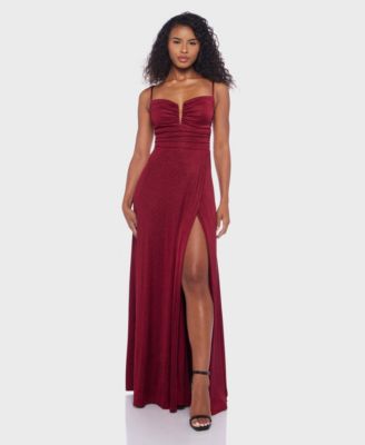 B Darlin Juniors Strapped V-Neck Dress Wine 78