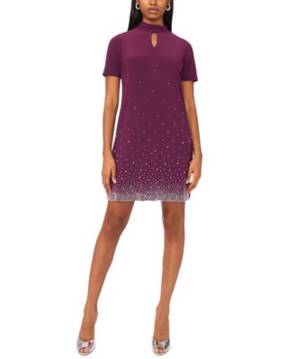 MSK Petite Short Sleeve Keyhole Be Potent Purple PL