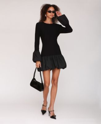 Avec Les Filles Womens Bubble Trim Sweater Dr Black M