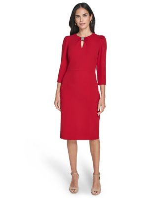 Jessica Howard Petite Jewel Neck Rhinestone T Red 10P
