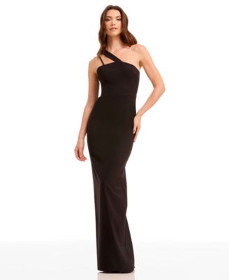 Dress the Population Womens Asymmetrical Neck Shea Black M