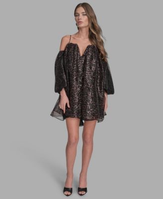 BCBG Womens Animal Print Sweethear Black 6