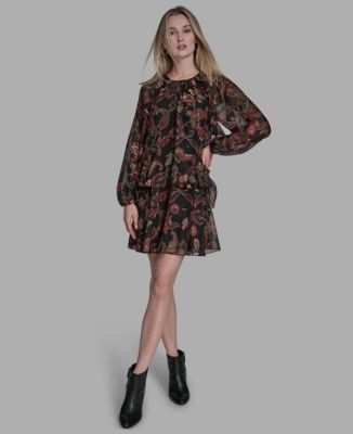 BCBG Womens Paisley Printed Long S Brown multi 4