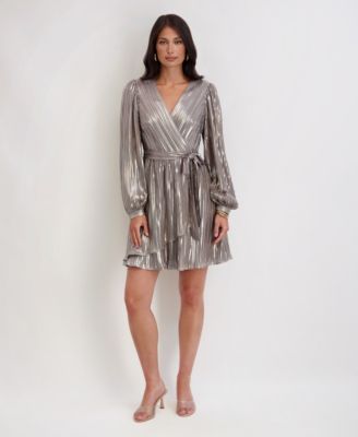 Siena Womens Long Sleeve Wrap Dress Platinum 8