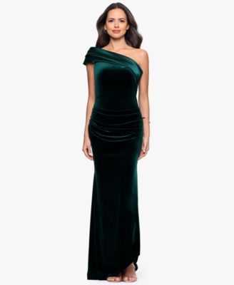 Betsy Adam Petite Velvet One Shoulder Gow Hunter 8P
