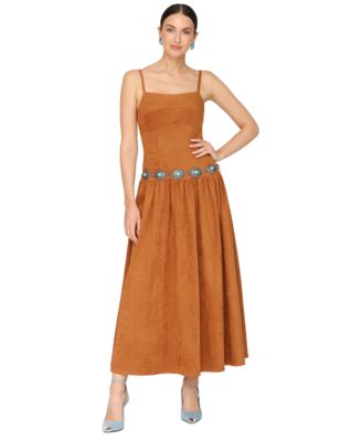 Avec Les Filles Womens Drop Waist Sweetheart Camel 12