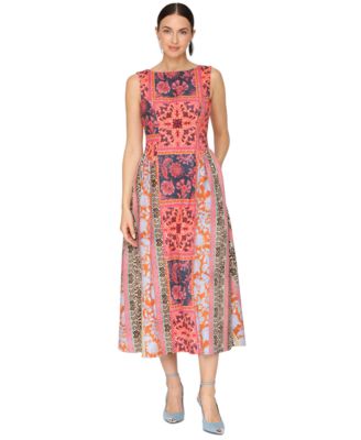 Avec Les Filles Womens Boat Neck Full Skirt M Spice Scarf 14