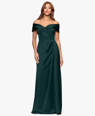 XSCAPE Petite Off-The-Shoulder A-Line Hunter 6P