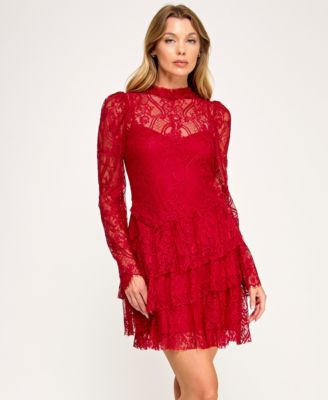 ROW A Juniors Long-Sleeves 3 Tier D Medium Red M