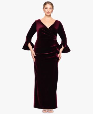Betsy Adam Plus Size Velvet Dress Wine 14W