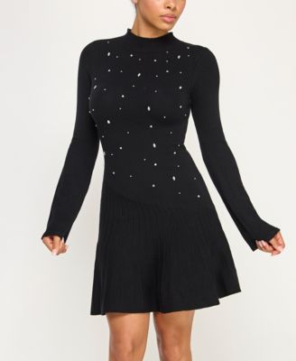 INVITEE Juniors Long Sleeve Asymmetri Black XXS