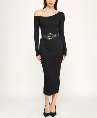 Rosie Harlow Juniors Long Sleeve Belted Mi BLACK L