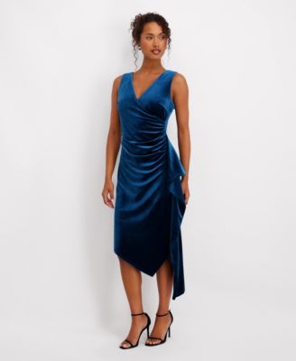 Kensie Womens Asymmetrical Hem Velve Black 0