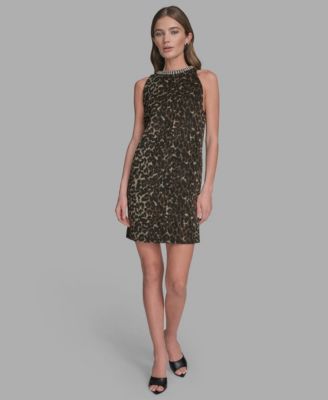 BCBG Womens Rhinestone Collar Halt Black Multi 14