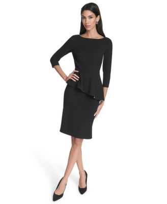 Halston Womens Boat Neck Midi Dress Black 6