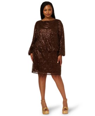 Adrianna Papell Plus Size Sequin Boat N Timber 18W