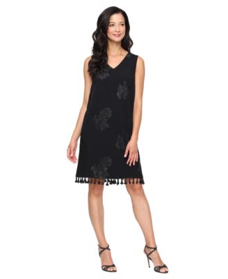 SL Fashions Womens V-Neck Floral Burnout Black 4