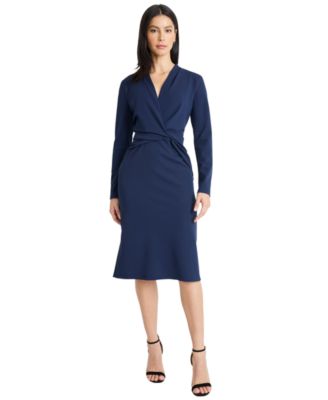 Maggy London Womens Long-Sleeve Dress Navy Blazer 4