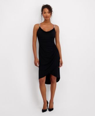 Siena Womens High Low Cowl Neck Dre Black 8