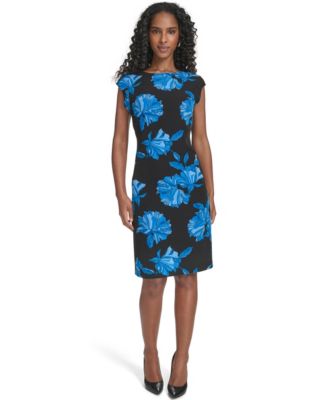 Tommy Hilfiger Womens Printed Cap Sleeve Shi Blue multi 8