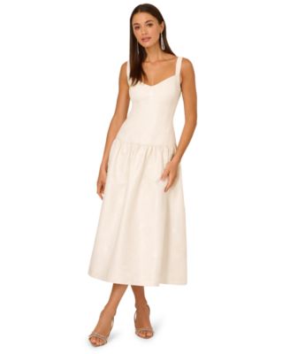 Adrianna Womens Sweetheart Midi Dress Ivory Silver 6