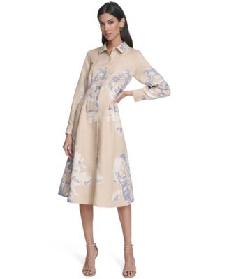 Calvin Klein Womens Printed Collar Shirt D Khaki Multi 8