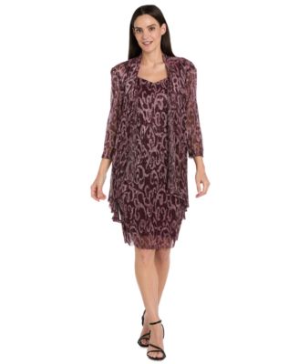 R M Richards Womens 2-Piece Printed Metall MerlotRose 6