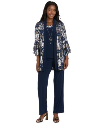 R M Richards Womens Foil Printed Jacket Pa Navy 16