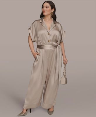 Donna Karan New York Plus Size Satin Collared Jumps Vapor 20W