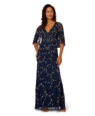 Adrianna Papell Womens Off The Shoulder Long Light Navy 8