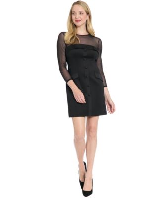 London Times Womens Crewneck Tuxedo Illusi Black 10