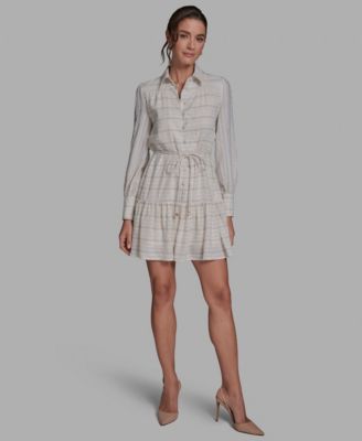 BCBG BCBG Womens Striped Button-Do Charcoal 8