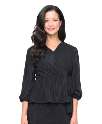 Alex Evenings Petite 34-Sleeve Micro-Pleate Black PL