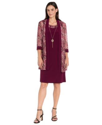 R M Richards Womens 2-Piece Paisley Printe Wine 10
