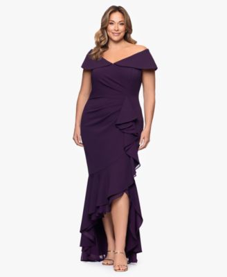 Betsy Adam Plus Size Off-The-Shoulder Fit Mulberry 20W