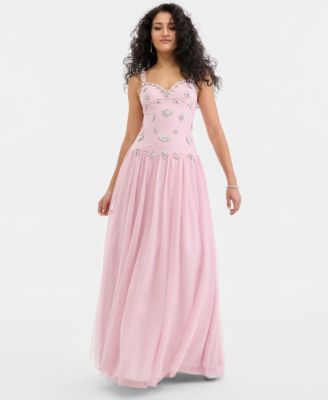 Say Yes Juniors Sweetheart-Neck Embel PALE MAUVE 56