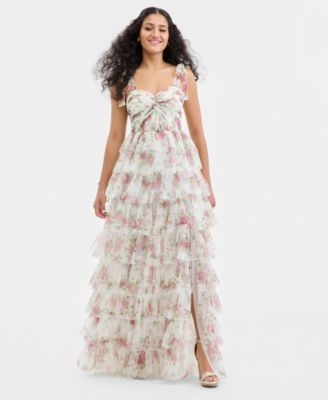 City Studios Juniors Tiered Glitter-Mesh G IVORYPINK 56