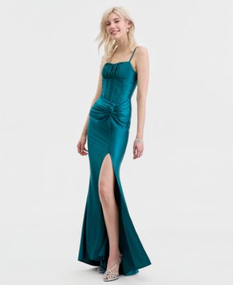 pear culture Juniors Corset Pleat-Waist Sl EMERALD M