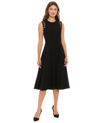 London Times Petite Crewneck Sleeveless Dre Black 4P