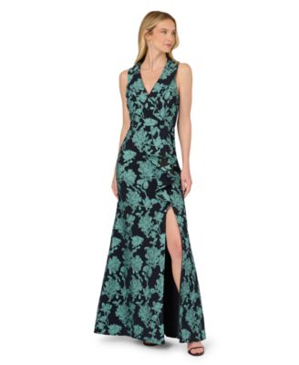 Adrianna Papell Womens Printed Sleeveless Dre Navy Multi 14