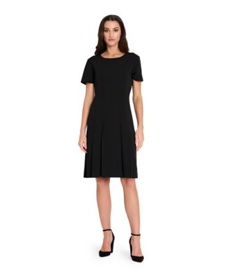 Tahari ASL Womens Short-Sleeve Dress Black 10