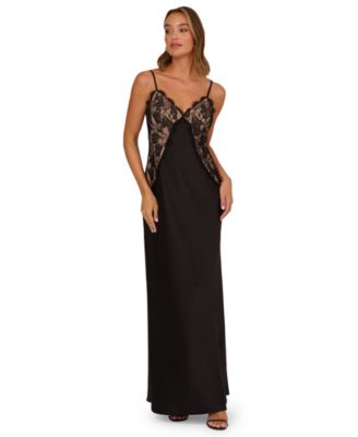 Adrianna Womens V-Neck Maxi Dress Black 12