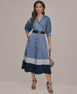 Donna Karan New York Womens Collared Belted Midi D TempestDuskNightfall 12