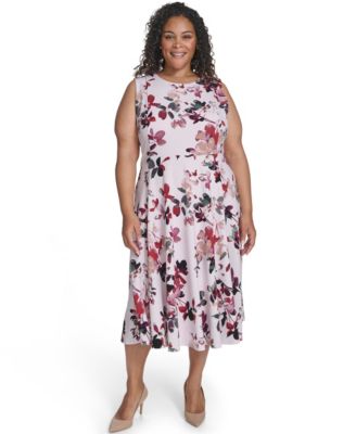 Calvin Klein Plus Size Floral Print Fit F Blush Multi 18W