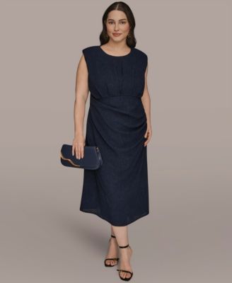 Donna Karan New York Plus Size Jewel Neck Midi Dres Nightfall 14W