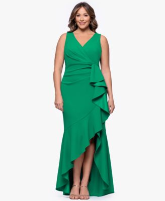 Betsy Adam Plus Size Sleeveless Ruffled H Green 14W