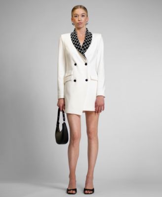 RACHEL Rachel Roy Womens Johnny Beaded Lapel Mi IvoryBlack 12